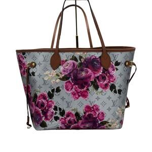 Super Rare Louis Vuitton Neverfull MM Garden Flower Roses Silver Bag*Ltd 2022